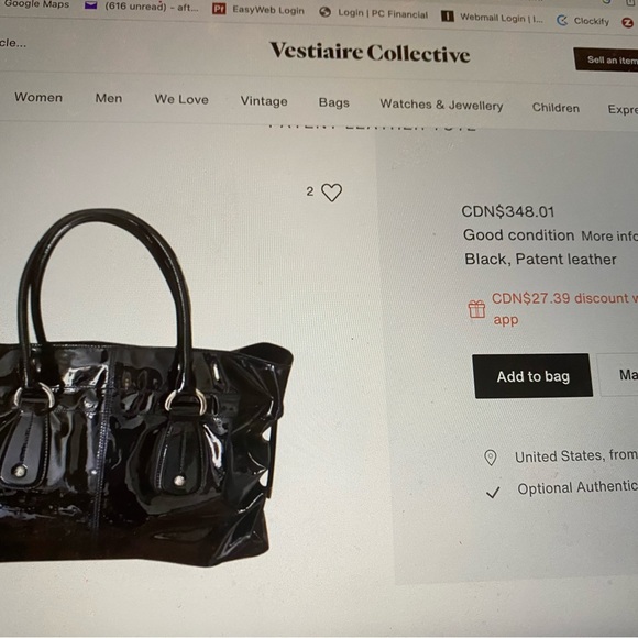 TOD’S black patent leather tote bag with silver tab (75933). - Picture 6 of 10